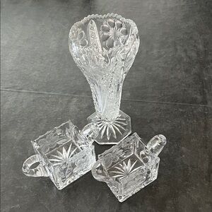 Sugar, Creamer, Vase American Brilliant Period (ABP) Vintage Glass
